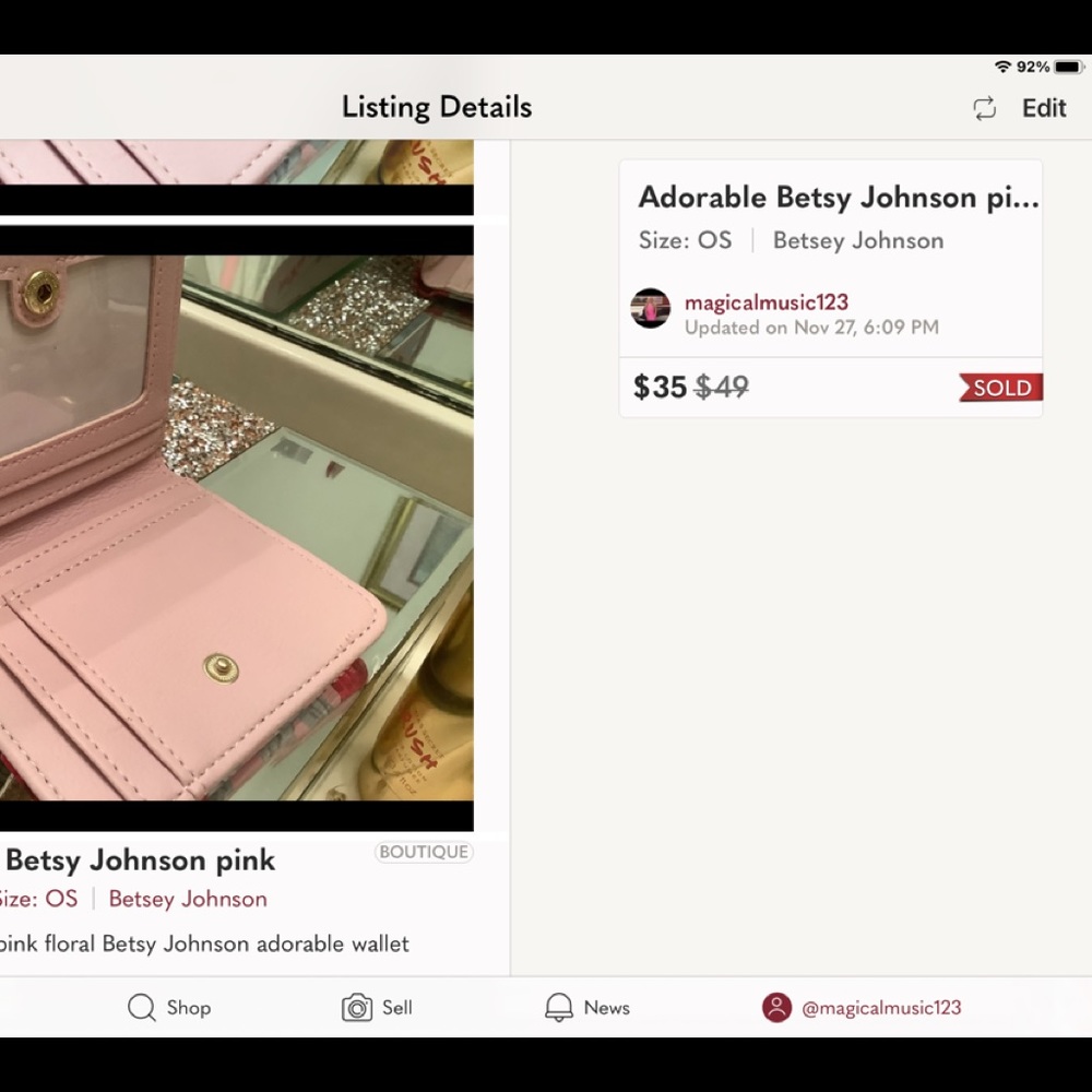 Adorable Betsy Johnson pink floral wallet - Picture 4 of 4